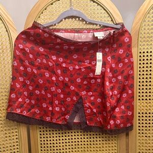 Anthropologie Maeve Red Floral Mini Skirt